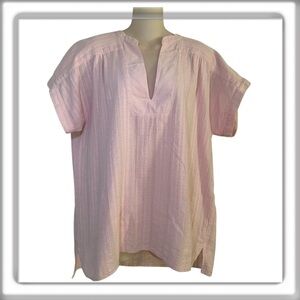 STARK X Short Sleeve V-Neck Tunic Top Pink Cotton Size Medium